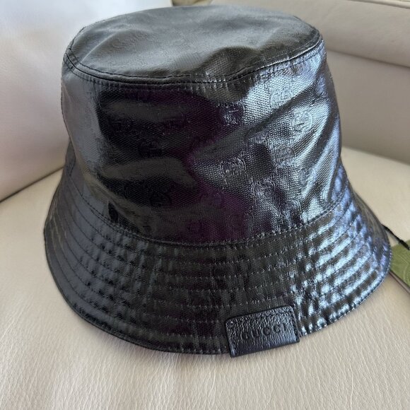 NWT GUCCI GG MONOGRAM LOGO BUCKET HAT MADE IN ITALY 760144 SZ XXL BLACK LOGO - Picture 7 of 9